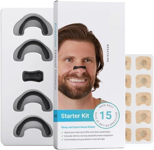 Intake Breathing Nasal Strip Starter Kit (15 Count, Black) - Boost Oxygen Intake, Reduce Snoring, Improve Sleep Quality - Sweat Resistant, Skin Safe Nasal Strips - Extra Strength Snoring Solution