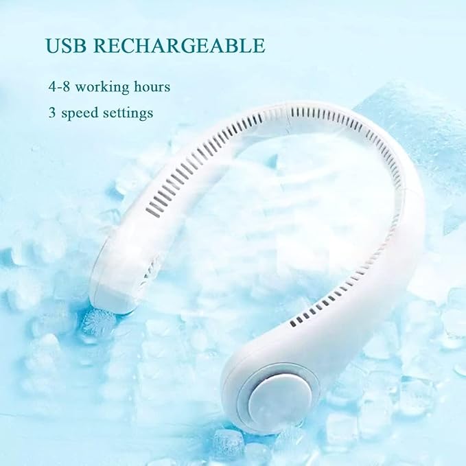 BLADELESS NECK COOLER | PORTABLE NECK FAN | HANDS FREE WEARABLE BLADELESS FAN | ULTRA LIGHT RECHARGEABLE MINI USB FAN FOR TRAVEL