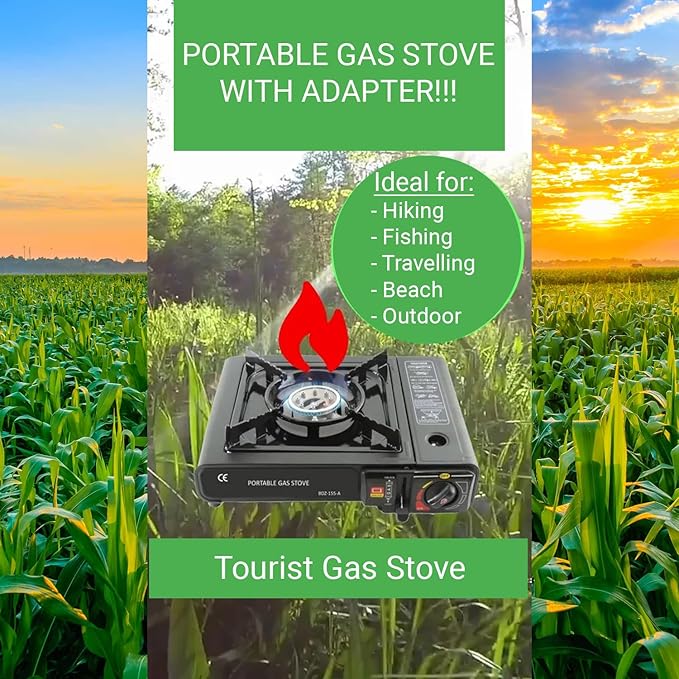 Portable Camping Stove with Carrying Case | 2 In 1  Portable Gas Stove |  Portable Gas Stove |  Gas  Powered Single Burner Stove |  Cooking Gas Chulha |  Portable Propane or Butane Stove | High Power Butane Stove |  Single Burner Butane Stove